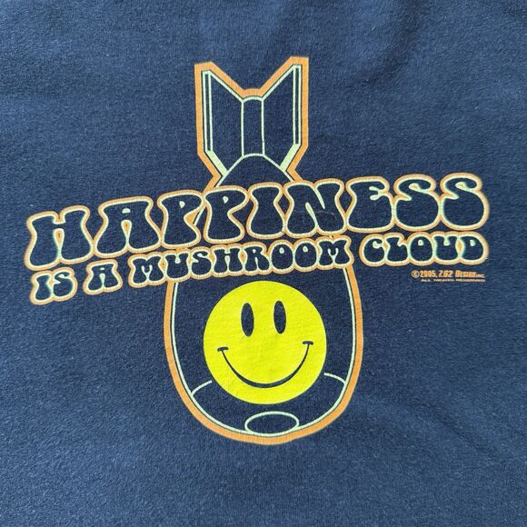 VTG 7.62 Design Black T-Shirt XL Happiness is a Mushroom Cloud War Shirt Bomb - Picture 7 of 11